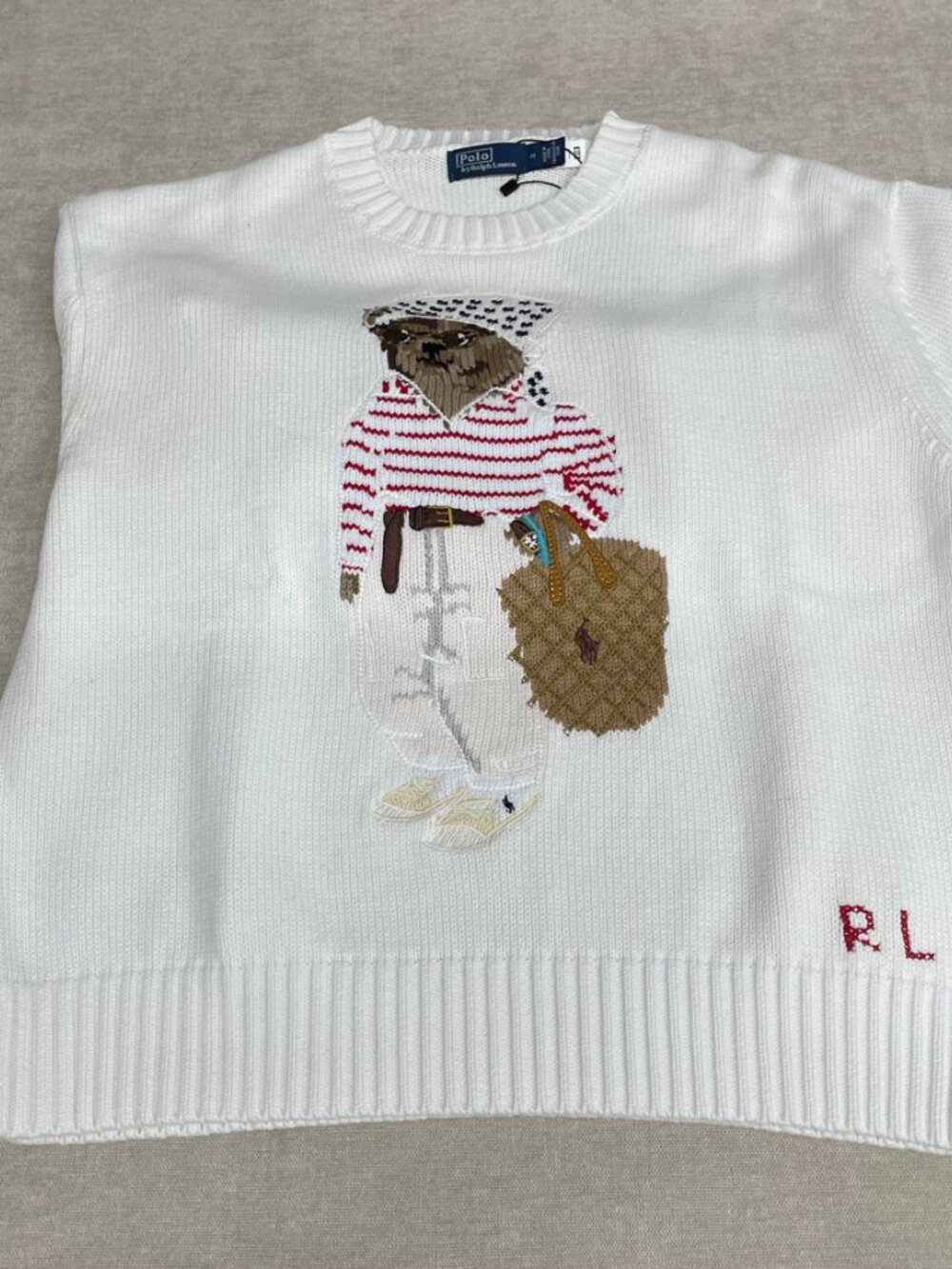 Polo Ralph Lauren Bear Embroidered Crew Neck Knit Sweater - Picture 6 of 9